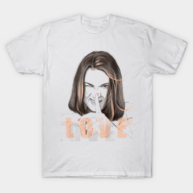 portrait of a girl the inscription love T-Shirt by ials